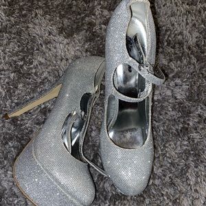 Shiny silver heels